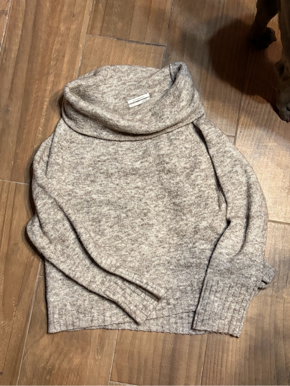 Anthropologie Taupe Marled Cowl Neck Sweater